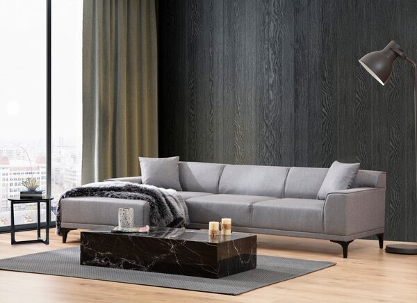 Hanah Home Rohová sedacia súprava Petra 250 cm svetlosivá ľavá