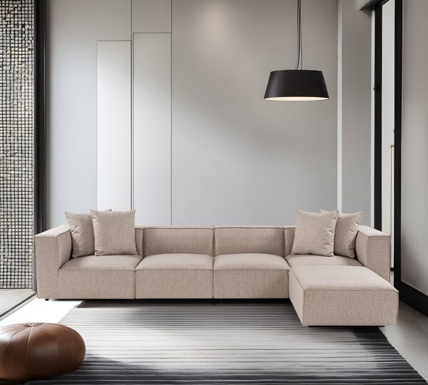 Hanah Home Rohová sedacia súprava Sora 430 cm pieskovo béžová pravá