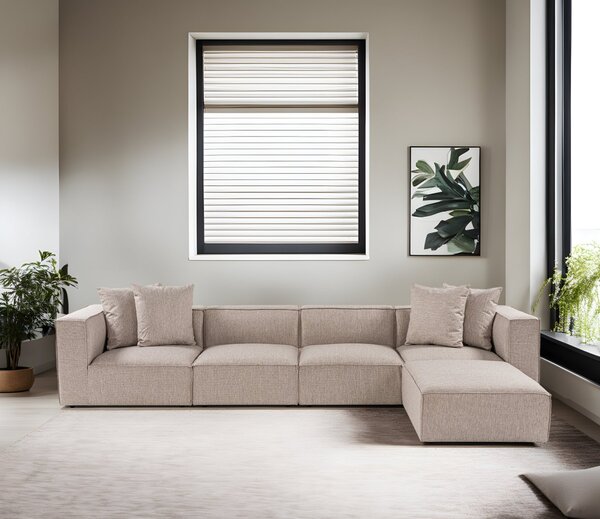 Hanah Home Rohová sedacia súprava Sora 430 cm pieskovo béžová pravá