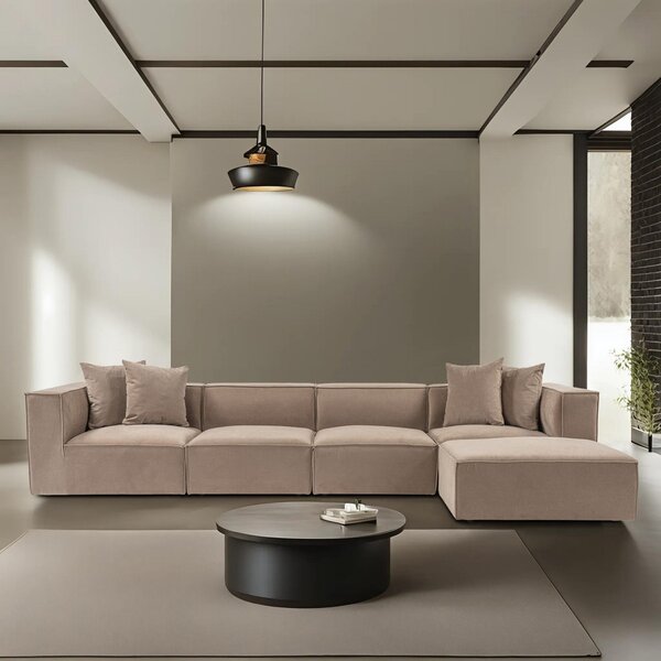 Hanah Home Rohová sedacia súprava Sora 430 cm cappucino pravá