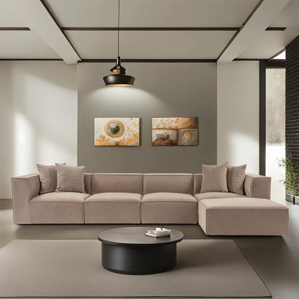 Hanah Home Rohová sedacia súprava Sora 430 cm cappucino pravá