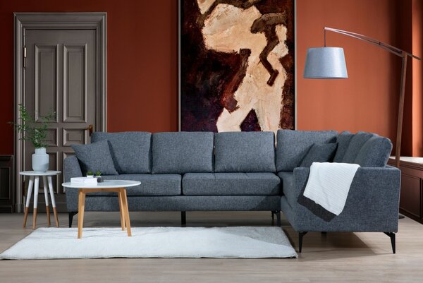 Hanah Home Rohová sedacia súprava Tempo 300 cm tmavosivá pravá