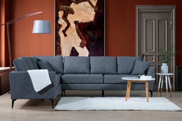 Hanah Home Rohová sedacia súprava Tempo 300 cm tmavosivá ľavá