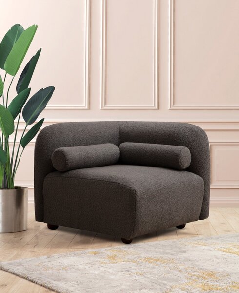 Hanah Home Rohové kreslo Viktoria bouclé tmavosivé