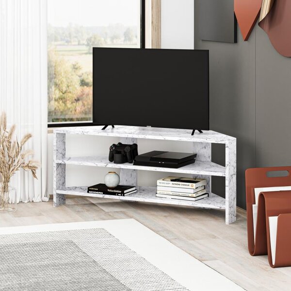 Rohový TV stolík Houseland Thales mramor Carrara