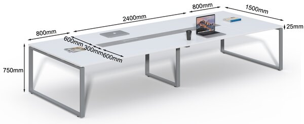 Rokovací stôl Houseland Prime Meet 02 400 cm biely