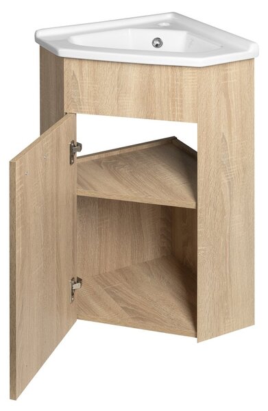 Aqualine Aqualine, ZOJA rohová umývadlová skrinka 39x74x39cm, dub platin, 50346