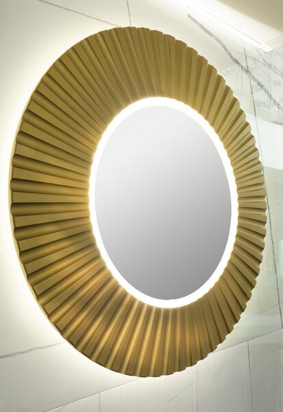 Sapho Sapho, PRIDE STRIP guľaté zrkadlo s LED osvetlením v ráme, priemer 75cm, zlatá, PD750