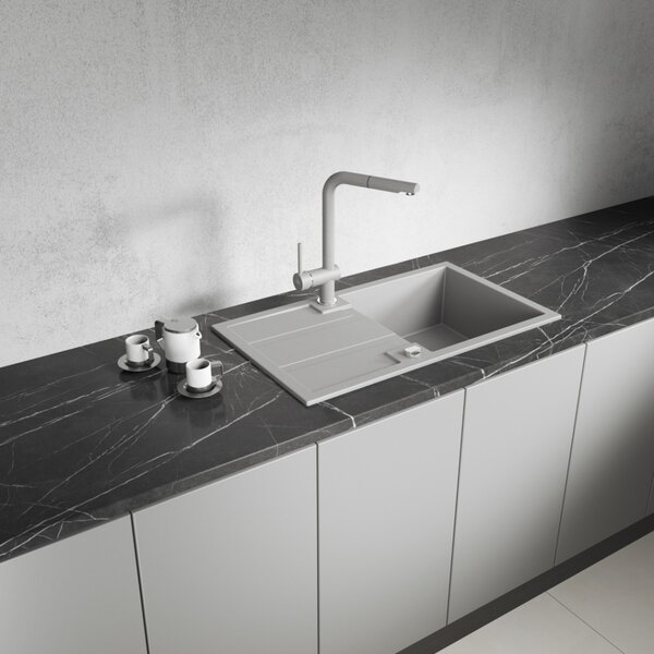 Laveo Barbados, 1-komorový granitový drez 760x440x194 mm, šedá, LAV-SBB_511T