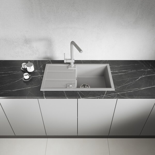 Laveo Barbados, 1-komorový granitový drez 760x440x194 mm, šedá, LAV-SBB_511T