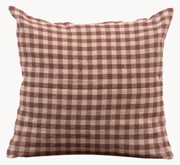 Ľanový poťah na vankúš Chocolate Gingham