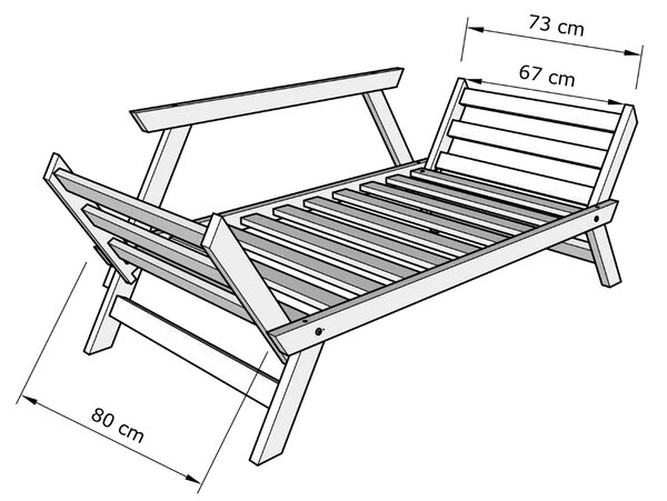 MarLiving Rozkladacia futonová pohovka BREEZIO 02 170 cm z masívu/krémová