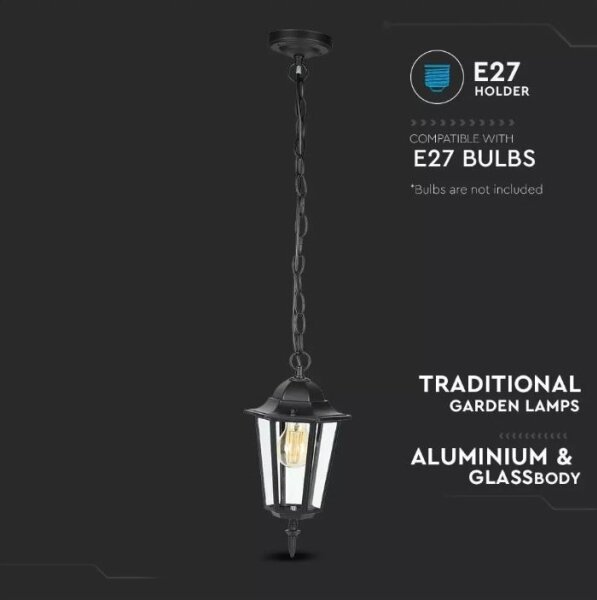 Vonkajší luster na reťazi 1xE27/40W/230V IP44 čierna