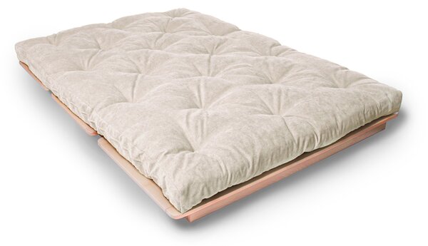 MarLiving Skladacia futonová pohovka LAYTI 02 140 cm z masívu/krémová