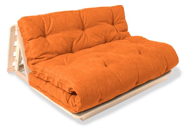 MarLiving Rozkladacia futonová pohovka LAYTI 02 140 cm z masívu/oranžová