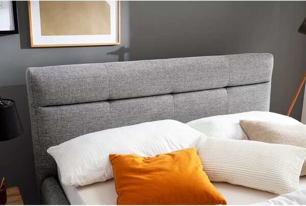 Sivá čalúnená dvojlôžková posteľ s úložným priestorom s roštom 160x200 cm Lotte – Meise Möbel