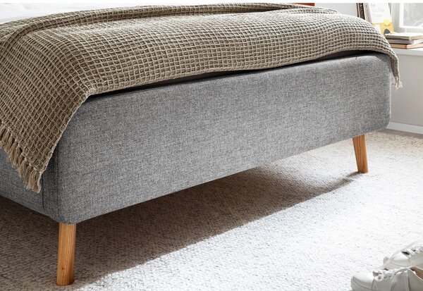 Sivá čalúnená dvojlôžková posteľ s úložným priestorom s roštom 160x200 cm Lotte – Meise Möbel