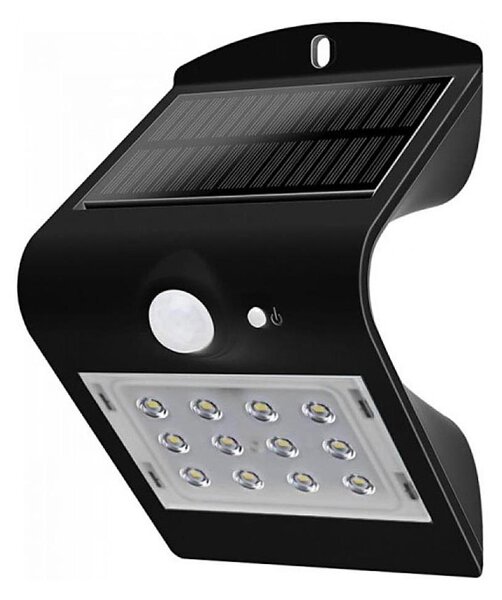 LED Solárne nástenné svietidlo so senzorom LED/1.5W/3,7V IP65 čierna