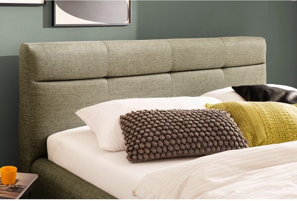 Zelená čalúnená dvojlôžková posteľ s úložným priestorom s roštom 160x200 cm Lotte – Meise Möbel