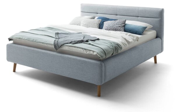 Modrá čalúnená dvojlôžková posteľ s úložným priestorom s roštom 160x200 cm Lotte - Meise Möbel