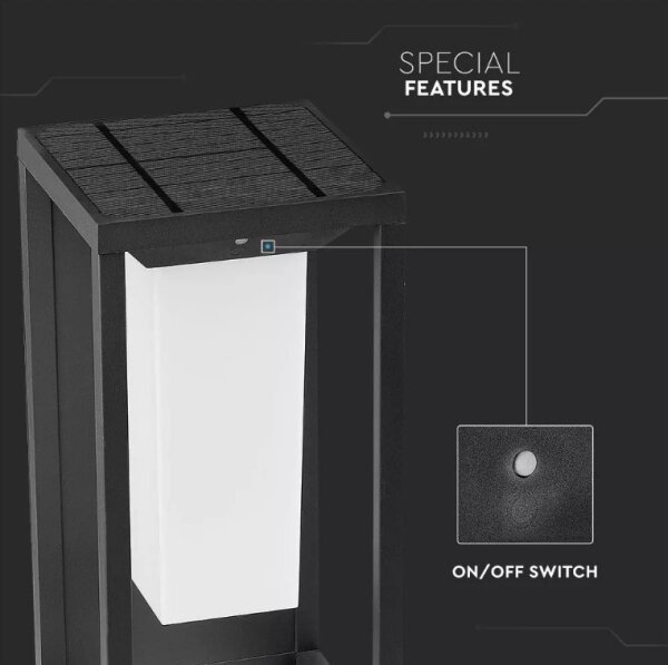 LED solárne nástenné svietidlo s čipom SAMSUNG LED/2W/3,7V IP65 2600 mAh