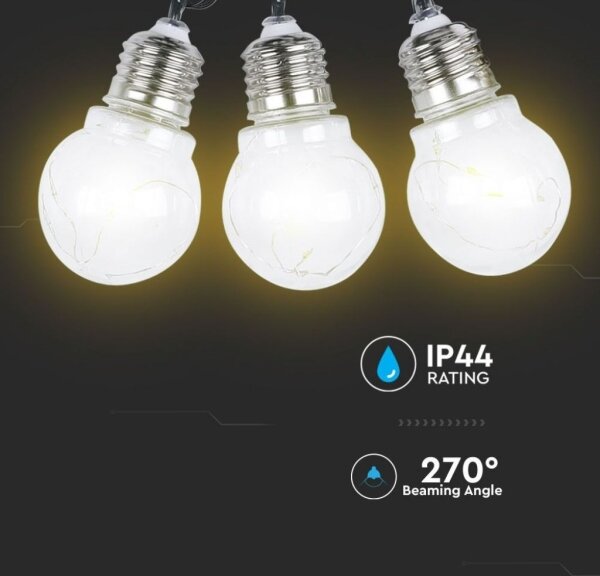 LED Solárna reťaz 10xLED/1W/1,2V 1xAA 2 m IP44 3000K 300 mAh