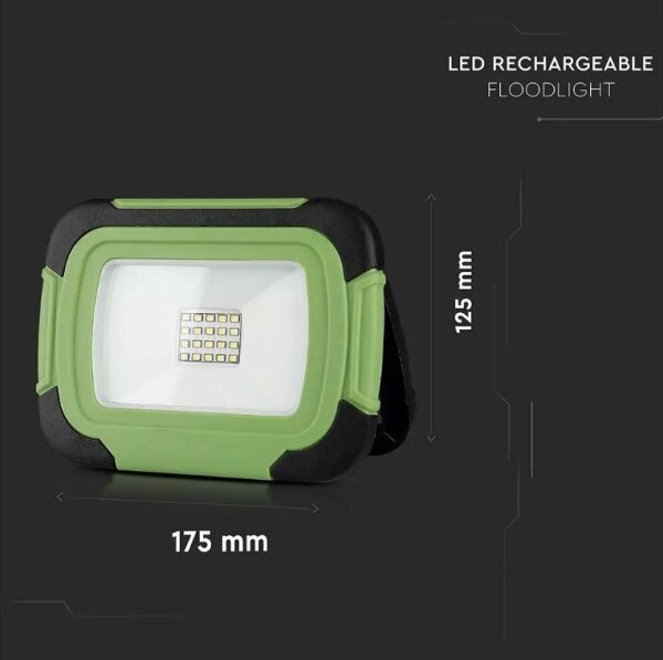 LED Nabíjací reflektor SAMSUNG CHIP LED/10W/3,7V IP44 4000K 3600 mAh zelená