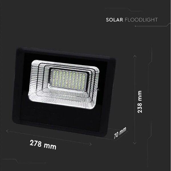 LED Stmievateľný solárny reflektor LED/20W/6,4V 4000K IP65 + diaľkové ovládanie