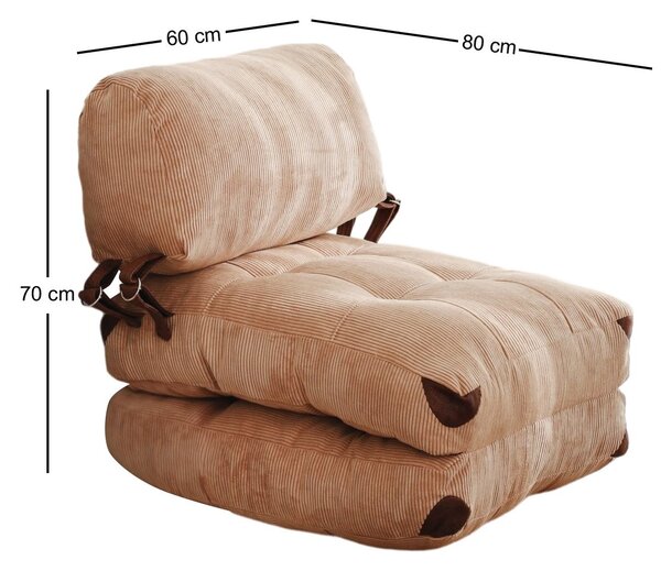 Hanah Home Rozkladacie futónové kreslo Kadife camel