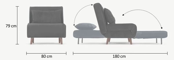 Hanah Home Rozkladacie kreslo Jednomiestne Folde sivé II