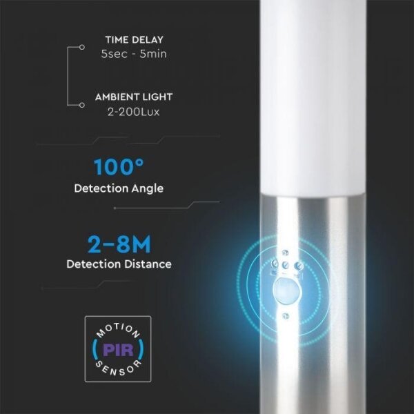 Vonkajšia lampa so senzorom 1xE27/60W/230V IP44 45cm matný chróm