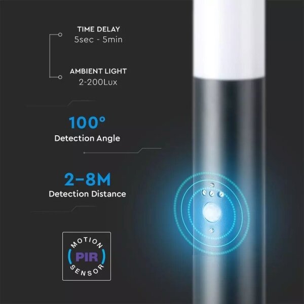 Vonkajšia lampa so senzorom a 2 zásuvkami SCHUKO 1xE27/60W/230V IP44 60cm čierna