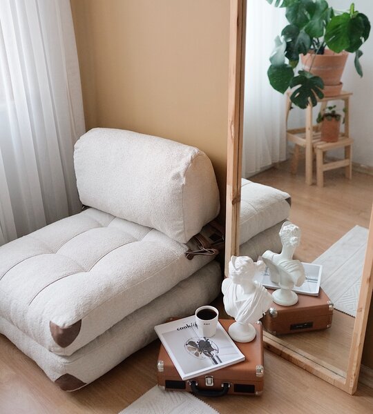 Hanah Home Rozkladacie kreslo Kadife Teddy krémové
