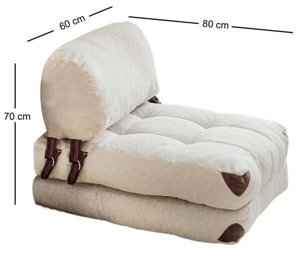 Hanah Home Rozkladacie kreslo Kadife Teddy krémové