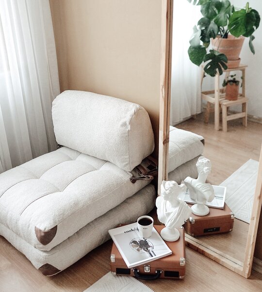 Hanah Home Rozkladacie kreslo Kadife Teddy krémové