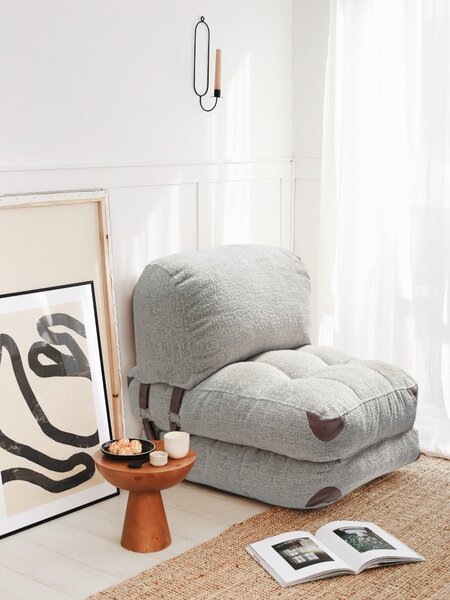Hanah Home Rozkladacie kreslo Kadife Teddy sivé
