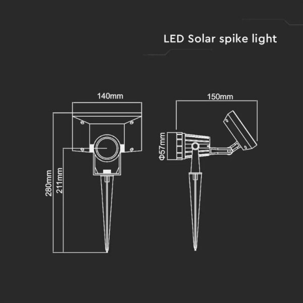LED solárne svietidlo SPIKE LED/2W/5,5V IP65 4000K 1200 mAh
