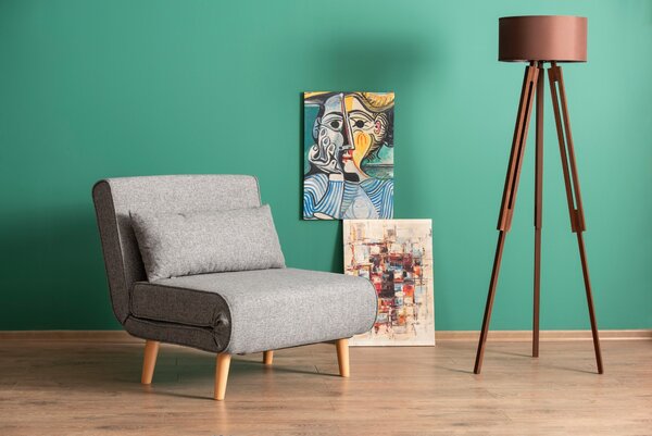 Hanah Home Rozkladacie kreslo Single Folde sivé