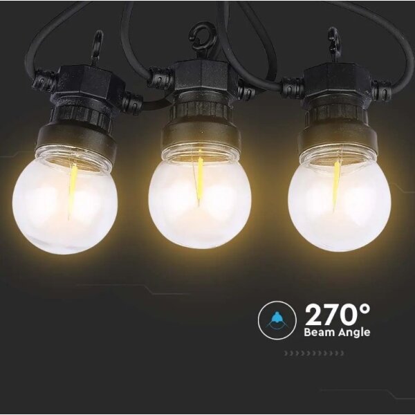LED Vonkajšia reťaz STRING 5m 10xLED/0,4W/24/230V 3000K IP44