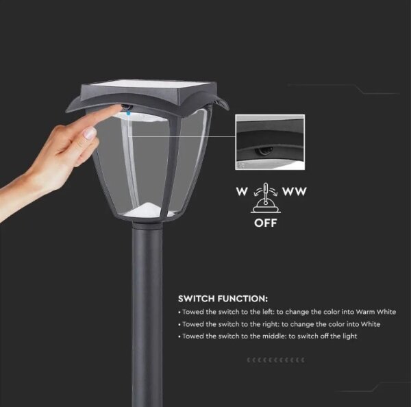 LED Solárna lampa LED/2W/230V 93 cm 3000/6000K IP65 2200 mAh