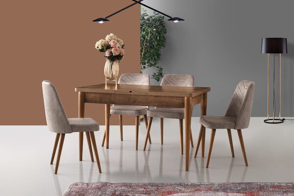Kalune Design Sada 4 ks jedálenských stoličiek Dallas orech/béžová