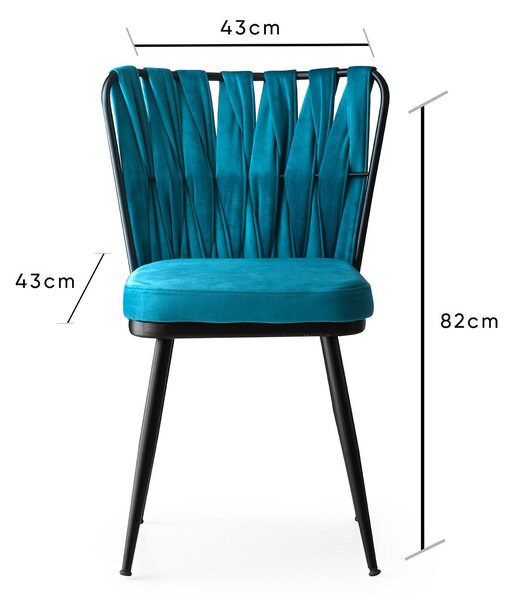 Kalune Design Súprava 4 ks jedálenských stoličiek Kusakli modrá/čierna