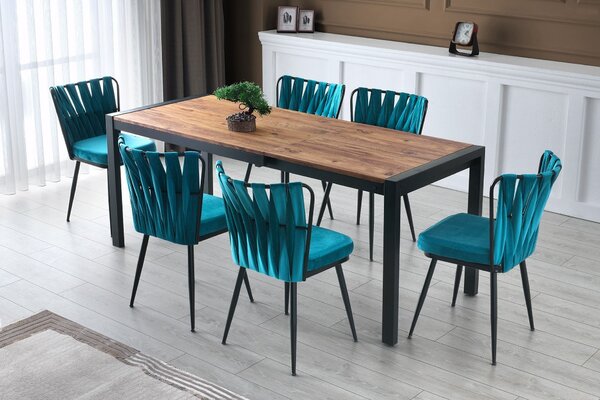 Kalune Design Súprava 4 ks jedálenských stoličiek Kusakli modrá/čierna