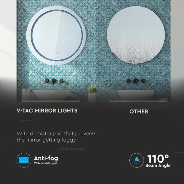 LED Kúpeľňové vyhrievané podsvietené zrkadlo LED/25W/230V IP44 3000K/4000K/6400K