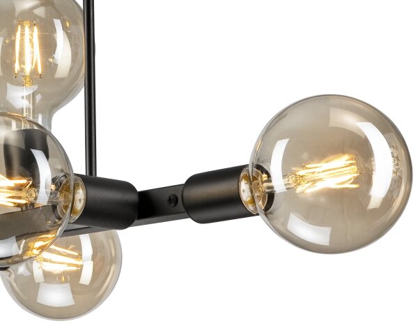 Luster na tyči ASTRID 8xE27/60W/230V čierna