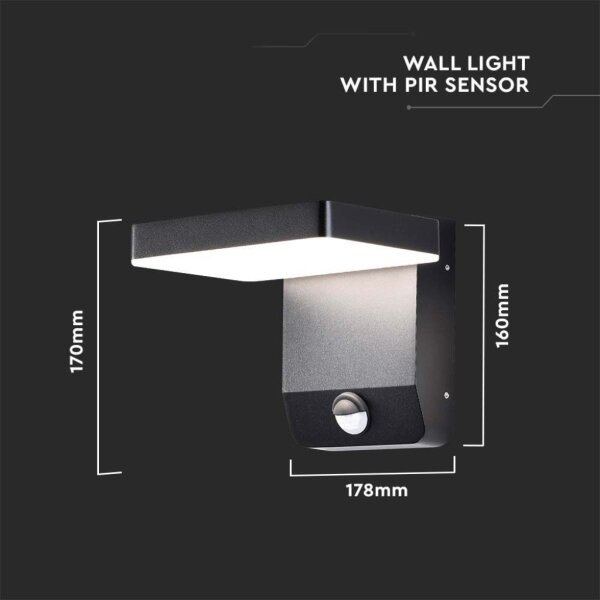 LED Vonkajšie nástenné svietidlo so senzorom LED/17W/230V 3000K čierna