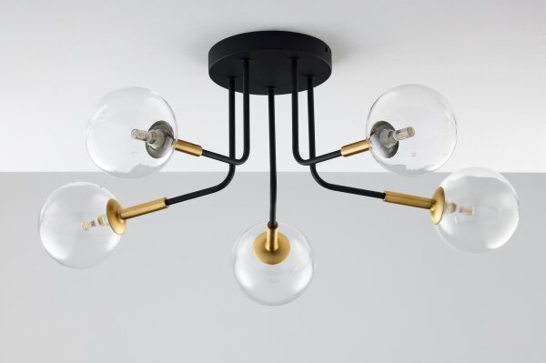 Jupiter 2040 - Luster na tyči BURANO 5xG9/10W/230V čierna/zlatá/číra