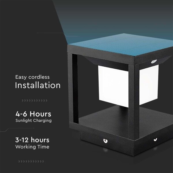 LED solárne svietidlo so senzorom LED/2W/5,5V 3000K IP65 2600 mAh čierne