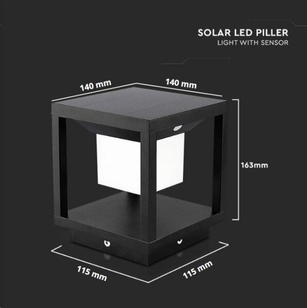 LED solárne svietidlo so senzorom LED/2W/5,5V 3000K IP65 2600 mAh čierne