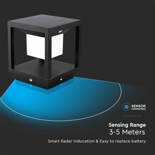 LED solárne svietidlo so senzorom LED/2W/5,5V 3000K IP65 2600 mAh čierne